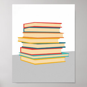 Minimalistische Gestapelde Boeken Wall Art Poster