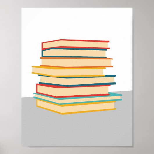 Minimalistische Gestapelde Boeken Wall Art Poster (Voorkant)