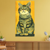 Minimalistische gestreepte grijze tabby canvas afdruk (Insitu (Woonkamer))
