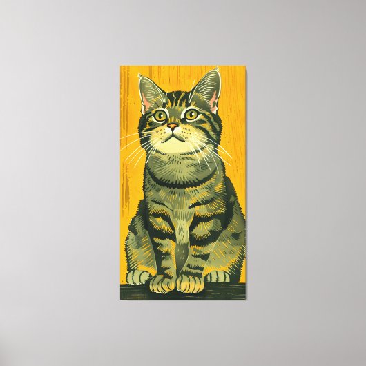 Minimalistische gestreepte grijze tabby canvas afdruk (Voorkant)