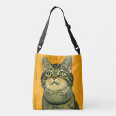 Minimalistische Gestreepte Grijze Tabby Crossbody Tas (Achterkant)