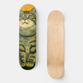 Minimalistische Gestreepte Grijze Tabby Persoonlijk Skateboard (Voorkant)