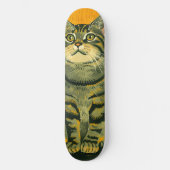 Minimalistische Gestreepte Grijze Tabby Persoonlijk Skateboard (Voorkant)