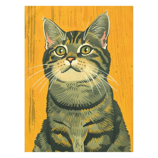 Minimalistische Gestreepte Grijze Tabby Tafelkleed (Voorkant)