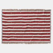 Minimalistische gestreepte monogram in bordeauxroo deken (Voorkant)