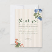 Minimalistische gestreepte script markt baby showe bedankkaart (Voorkant)