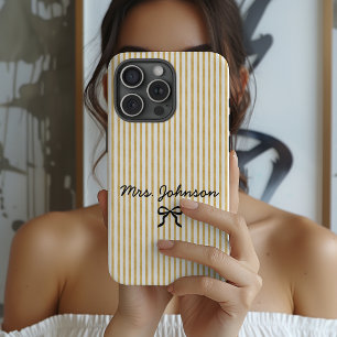 Minimalistische gestreepte trouw bruidsmeisje brui iPhone 15 pro case