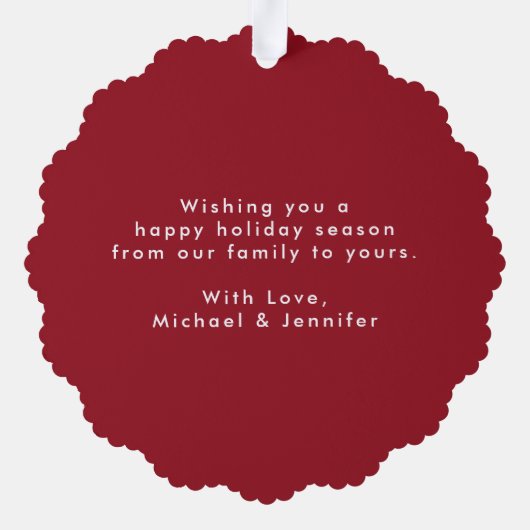 Minimalistische getrouwde en heldere fotovakantie ornament kaart (Achterkant)