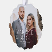 Minimalistische getrouwde en heldere fotovakantie ornament kaart (Links)