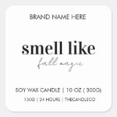 Minimalistische geur als Herfst magische kaars Vierkante Sticker (Voorkant)