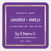 Minimalistische geurende soja bijenwaskaars Paarse Vierkante Sticker (Voorkant)