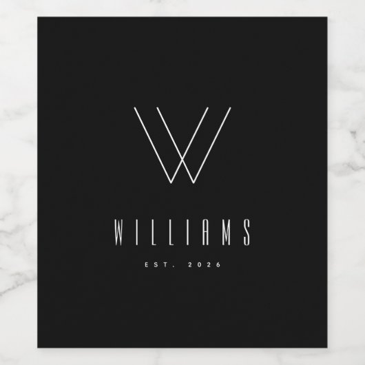 Minimalistische gezagsnaam brief e.d. Jaar Wijn Etiket (Enkel label)