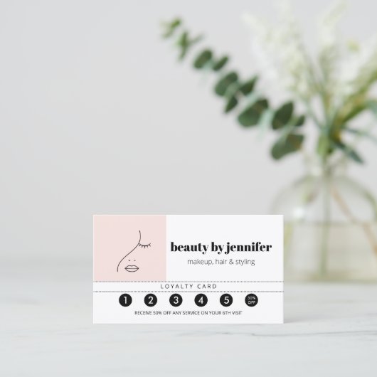Minimalistische Gezicht Beauty Logo Make-up Arties Visitekaartje (Staand voorkant)