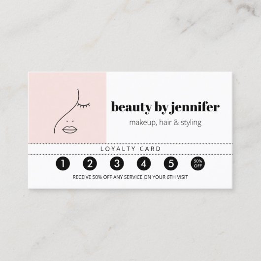 Minimalistische Gezicht Beauty Logo Make-up Arties Visitekaartje (Voorkant)