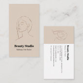 Minimalistische gezicht Logo haar schoonheid make- Visitekaartje (Voorkant / Achterkant)