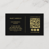Minimalistische gezicht schoonheid QR code zwart e Visitekaartje (Achterkant)