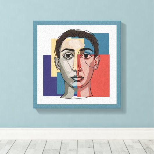 Minimalistische gezichtslijnkunst | Hedendaagse in Canvas Afdruk (Insitu (Houten vloer))