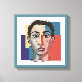 Minimalistische gezichtslijnkunst | Hedendaagse in Canvas Afdruk