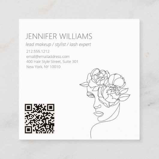 Minimalistische gezichtsschoonheid Logo make-up ar Vierkante Visitekaartje (Achterkant)
