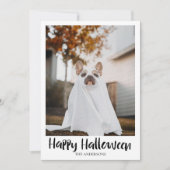 Minimalistische gezins Halloween kerstkaart met hu (Voorkant)