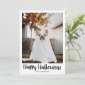 Minimalistische gezins Halloween kerstkaart met hu (Staand voorkant)