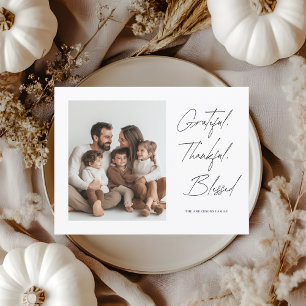 Minimalistische Gezinsfoto Thanksgiving Briefkaart