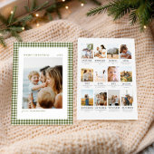 Minimalistische Gingham Kerstjaar Review Foto Feestdagenkaart