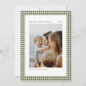 Minimalistische Gingham Kerstjaar Review Foto Feestdagenkaart (Voorkant)