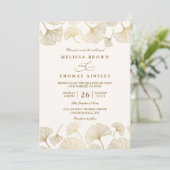 Minimalistische Ginkgo Droomwereld Gouden QR Code  Kaart (Staand voorkant)