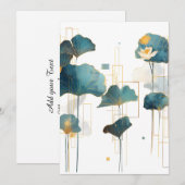 Minimalistische Ginkgo Lotus Zen Line Aankondiging (Voorkant / Achterkant)