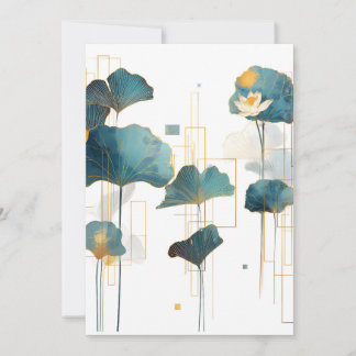 Minimalistische Ginkgo Lotus Zen Line Feestdagenkaart