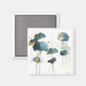 Minimalistische Ginkgo Lotus Zen Line Magneet (Voorkant / Achterkant)
