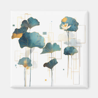 Minimalistische Ginkgo Lotus Zen Line Magneet