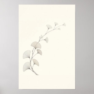 Minimalistische Ginkgo-Tak Vogels Muurkunst Poster