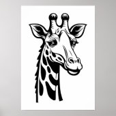 Minimalistische Giraf Zwart en Wit Poster (Voorkant)