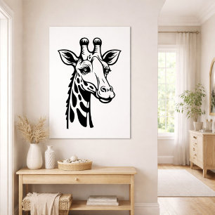 Minimalistische Giraf Zwart en Wit Poster