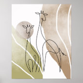 Minimalistische Giraffe Continue Lijn Kunsttekenin Poster (Voorkant)