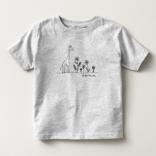 Minimalistische Giraffe Flowers Line Art Tekening Kinder Shirts (Voorkant)