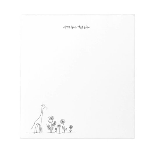 Minimalistische Giraffe Flowers Line Art Tekening Notitieblok (Voorkant)