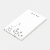 Minimalistische Giraffe Flowers Line Art Tekening Post-it® Notes (Schuin)