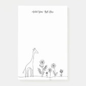 Minimalistische Giraffe Flowers Line Art Tekening Post-it® Notes (Voorkant)