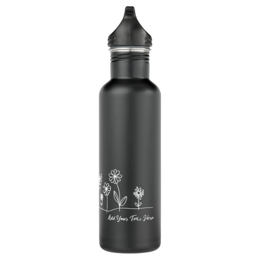 Minimalistische Giraffe Flowers White Line Art Tek Waterfles (Rechts)