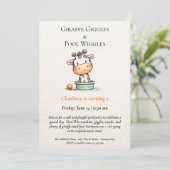 Minimalistische Giraffe Zwembad Feest Uitnodiging (Staand voorkant)