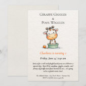 Minimalistische Giraffe Zwembad Feest Uitnodiging (Voorkant / Achterkant)