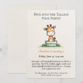 Minimalistische Giraffe Zwembadfeest Uitnodiging (Voorkant / Achterkant)