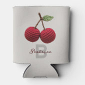 Minimalistische Girly Crochet Red Cherry Monogram  Blikjeskoeler (Voorkant)