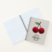 Minimalistische Girly Crochet Red Cherry Monogram  Notitieboek (Binnen)