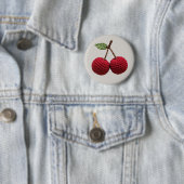 Minimalistische Girly Crochet Red Cherry Monogram  Ronde Button 5,7 Cm (In situ)