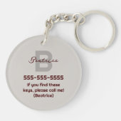 Minimalistische Girly Crochet Red Cherry Monogram  Sleutelhanger (Achterkant)