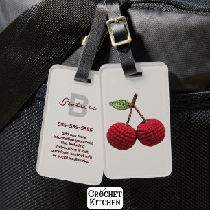 Minimalistische Girly Crochet Red Cherry Summer Fr Bagagelabel
